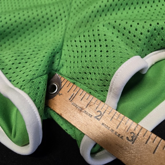 Y2K Neon Green Mesh Athletic Shorts Size L Unisex Retro Gym Drawstring Vintage - Picture 6 of 13